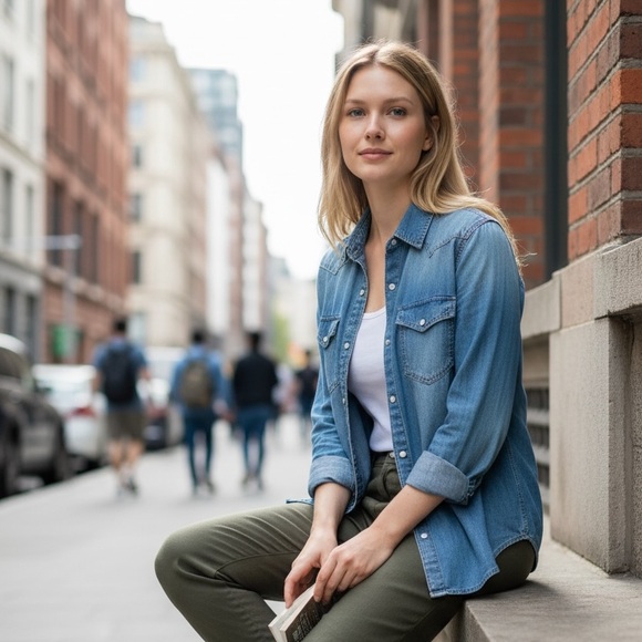 GAP Light Blue Denim Shirt XL - Picture 3 of 12